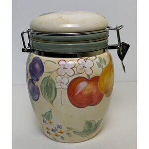 Gibson Home Ceramic Airtight Storage Jar Fruit Grove Canister Clamp Lid Storage